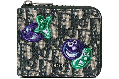 DIOR AND KENNY SCHARF Zipped Wallet Beige and Black Dior 